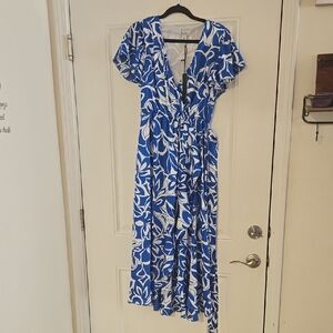 Nicole Miller Floral Maxi Dress in Blue and White